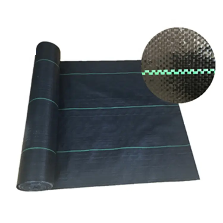 Artificial Grass Wall - grass prevention Black and Green PP woven fabric weed mat – Deyuan detail pictures