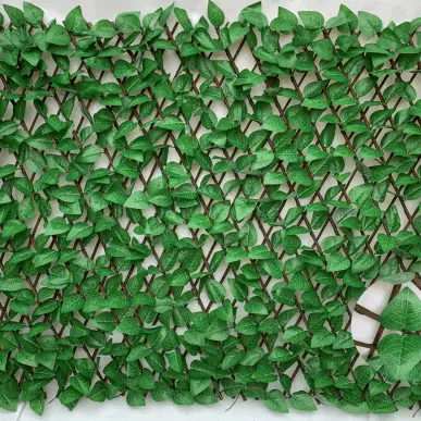 Artificial Grass For Playground - Artificial Ivy expandable willow trellis hedgeartificial retractable plastic leaves fence – Deyuan