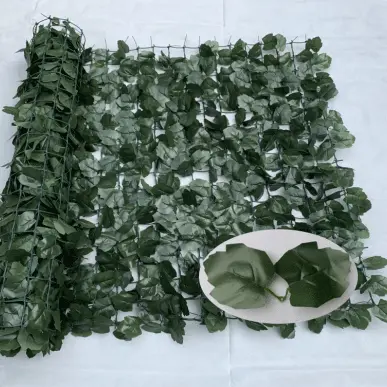 Artificial Walls - Expanding PE laurel leaf willow trellis plastic leaf fence Vertical Expandable Faux Ivy Privacy Fence garden decrative hedges – Deyuan detail pictures