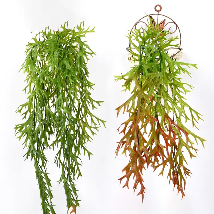 Top Suppliers Artificial Boxwood Hedge - Outdoor UV Resistant Artificial Fake Hanging Plants Curly Seaweed Ferns – Deyuan detail pictures