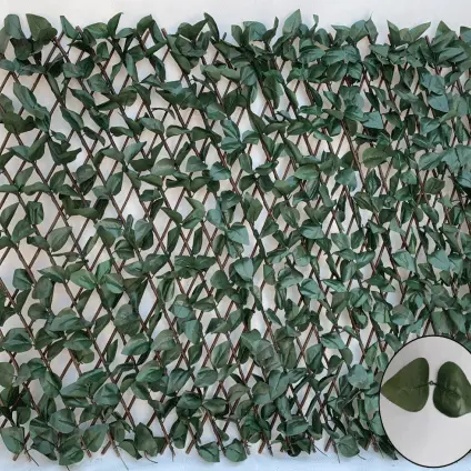 Artificial Grass For Playground - Artificial Ivy expandable willow trellis hedgeartificial retractable plastic leaves fence – Deyuan