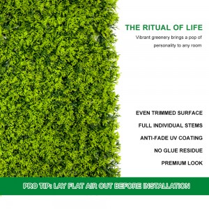 WHDY Customized artificial green wall panel boxwood foliage 50*50cm DIY for indoor outdoor decoration