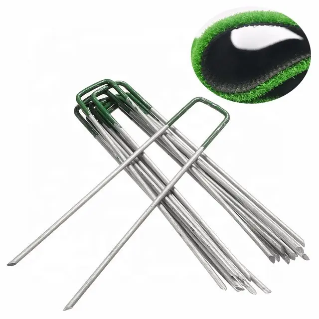 Cheap PriceList for Green Wall System - grass Sod Staple Stake Grass U-type Nail Steel Smooth Flat top Turf Nail – Deyuan detail pictures